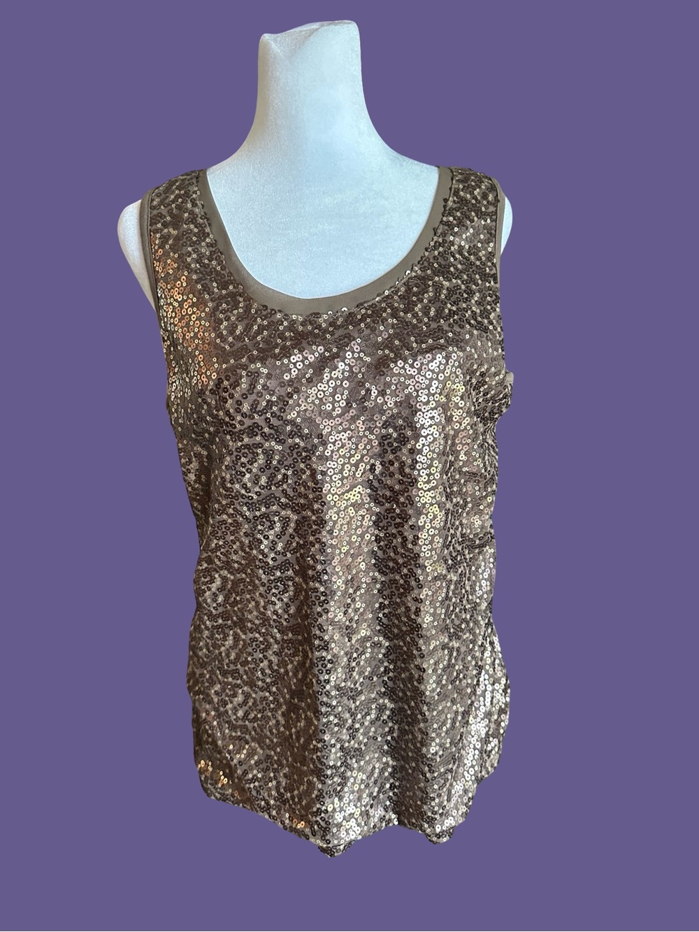 y2k Liz Claiborne Gold Sequin Camisole Tank
